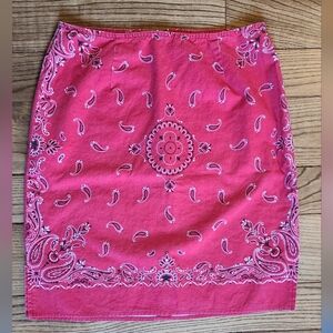 Vintage Red Paisley Bandana Skirt with Rhinestones/Studs (Handmade)